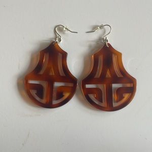 NWOT Fun Tortoise Shell Chunky Dangly Earrings